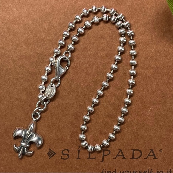 Silpada Fleur-de-lis Sterling Silver Ankle Bracelet A2642 - Picture 1 of 16
